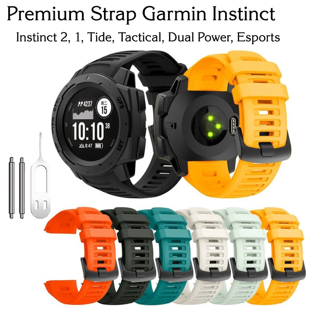 PREMIUM Strap Garmin instinct 2 1 Tactical Tide Dual Power Jam watch Esports Tali Silicone Baru Black White Hitam Putih Biru Merah Orange