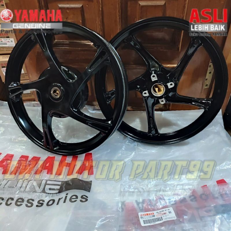 PELEK VELG RACING DEPAN BELAKANG MIO SPORTY SMILE 5TL HITAM ORIGINAL YAMAHA