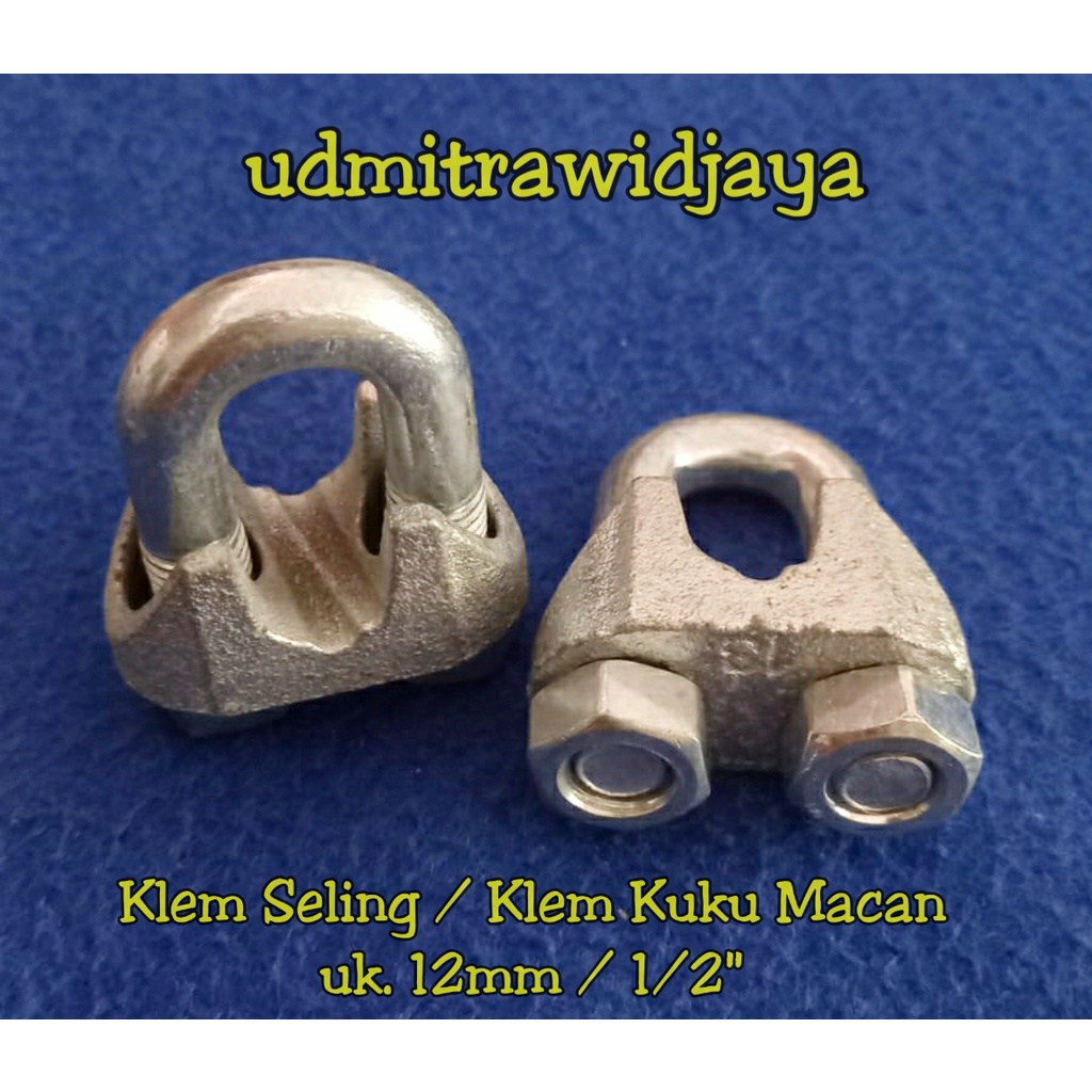 Klem kawat / kabel seling m12 m 13 wireclip / wire clip 612mm / 12mm sling POWERTEC Wire Rope Clip / Klem Seling Kuku Macan Galv 12mm - 1/2&quot; inch&quot;