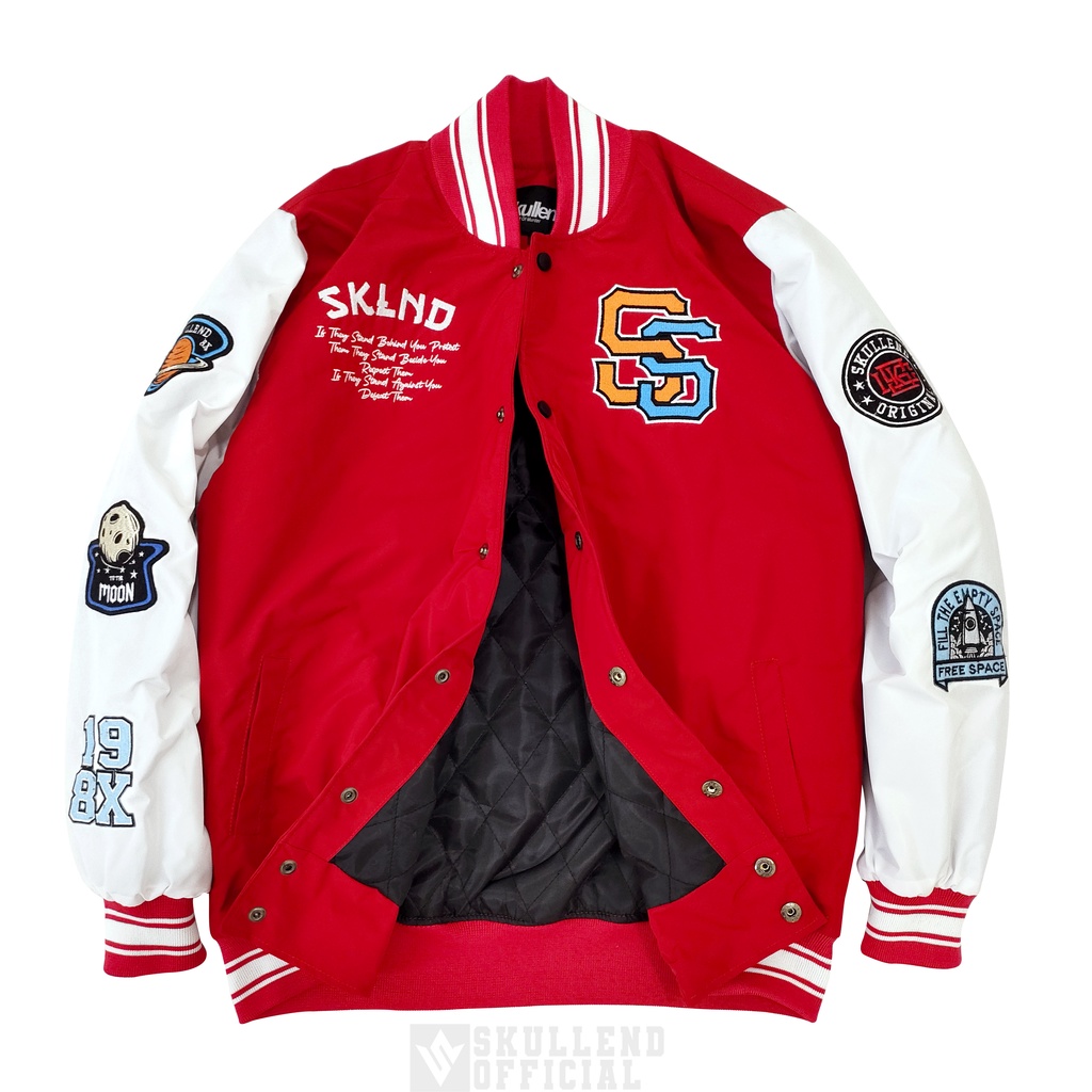 SKULLEND Jacket Baseball Varsity Pria Wanita