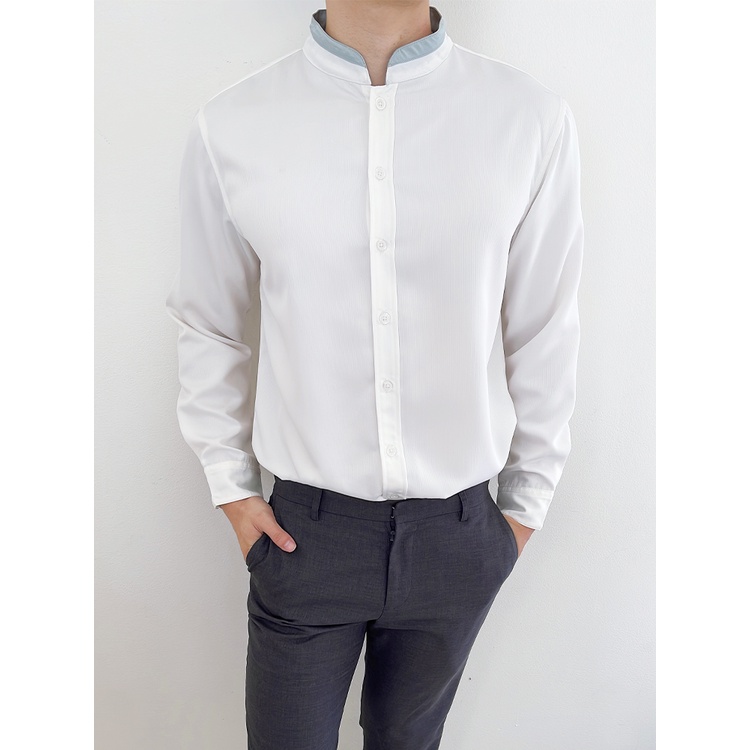Kadaka MT-0176 Kemeja Pria Detail Kerah High Neck Lengan Panjang