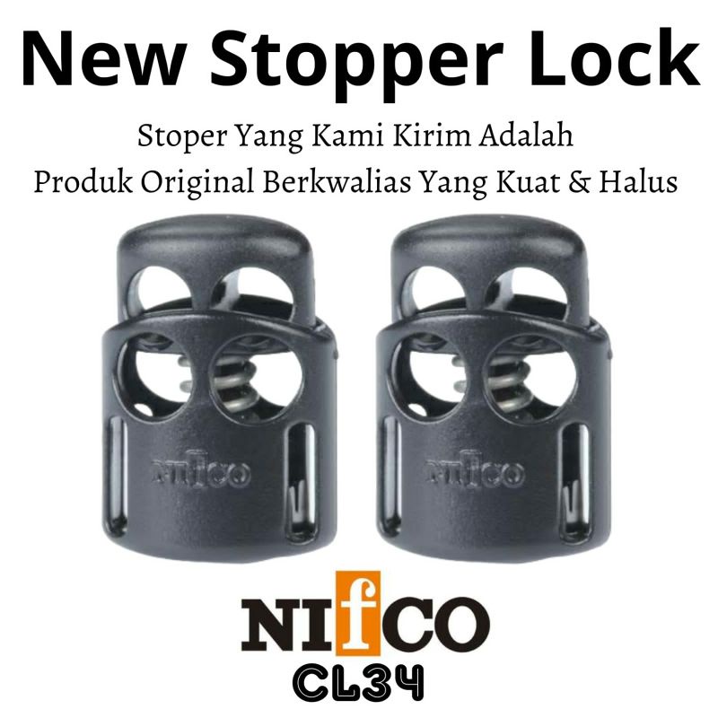 Stopper Tali Cord Lock Aksesoris Garment Pengunci Tali Nifco 2 Lubang 01