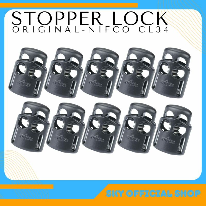 Stopper Tali Cord Lock Aksesoris Garment Pengunci Tali Nifco 2 Lubang 01