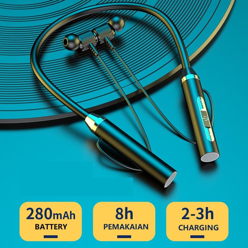 Headseat Earphone Bluetooth V 5.2 Type Sport Waterproof Baterai Tahan Lama