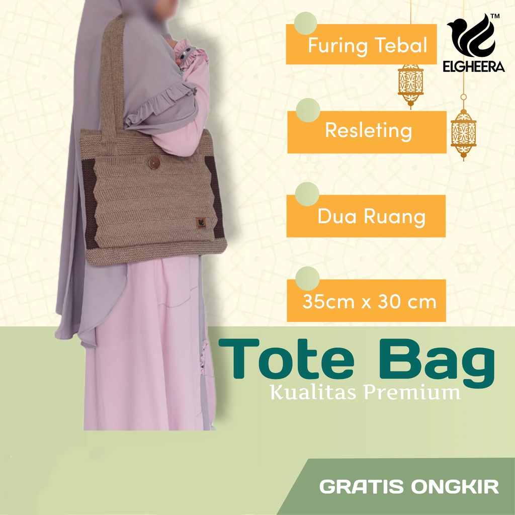 Tas Rajut Tote Kombinasi / Tote Bag / Tas Jinjing