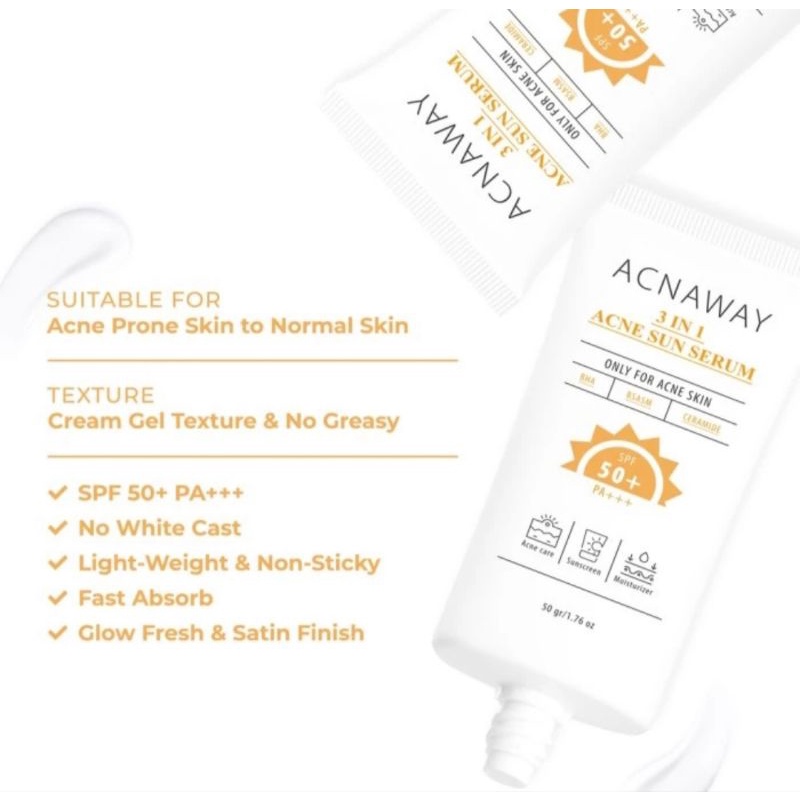 ACNAWAY 3 in 1 SUNSCREEN MUGWORT GEL MASK MASKER JERAWAT SERUM FOR ACNE PRONE SKIN SKEENEEDS Hyaluronic Acid Sunscreen Spray / Mist 60ml