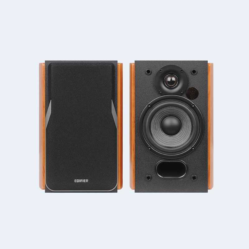 Edifier Active Passive Speaker Set Bookshelf Unique Style with Remote - R1380T -Brown