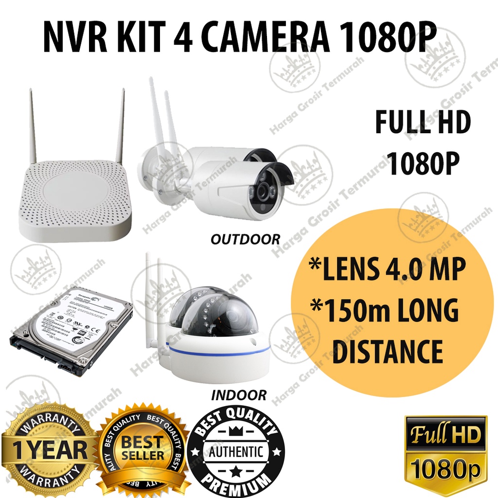 PAKET CCTV NVR KIT 10 CH / 4 KAMERA 1080P FULL HD (KAMERA CCTV FULL WIRELESS) / IP CAM CCTV