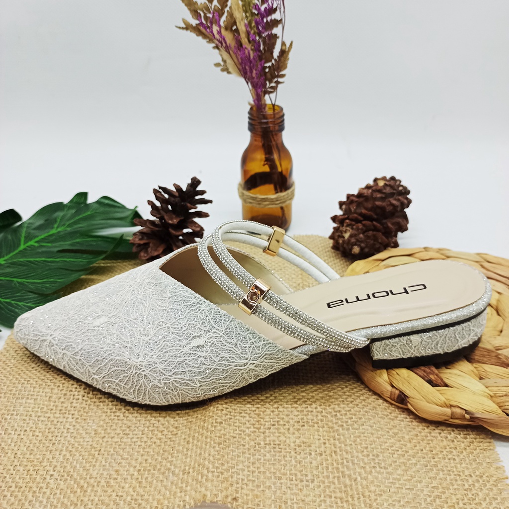 CHOMA - Sandal Wanita Teplek/Sandal Flat/sendal slop tali/sendal flat payet/sendal wadinta/sendal weeding