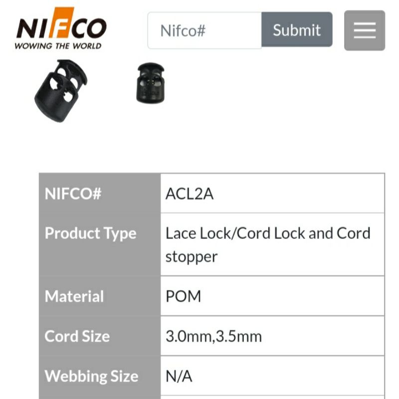 Stopper Tali Cord Lock Aksesoris Garment Pengunci Tali Nifco 2 Lubang 02