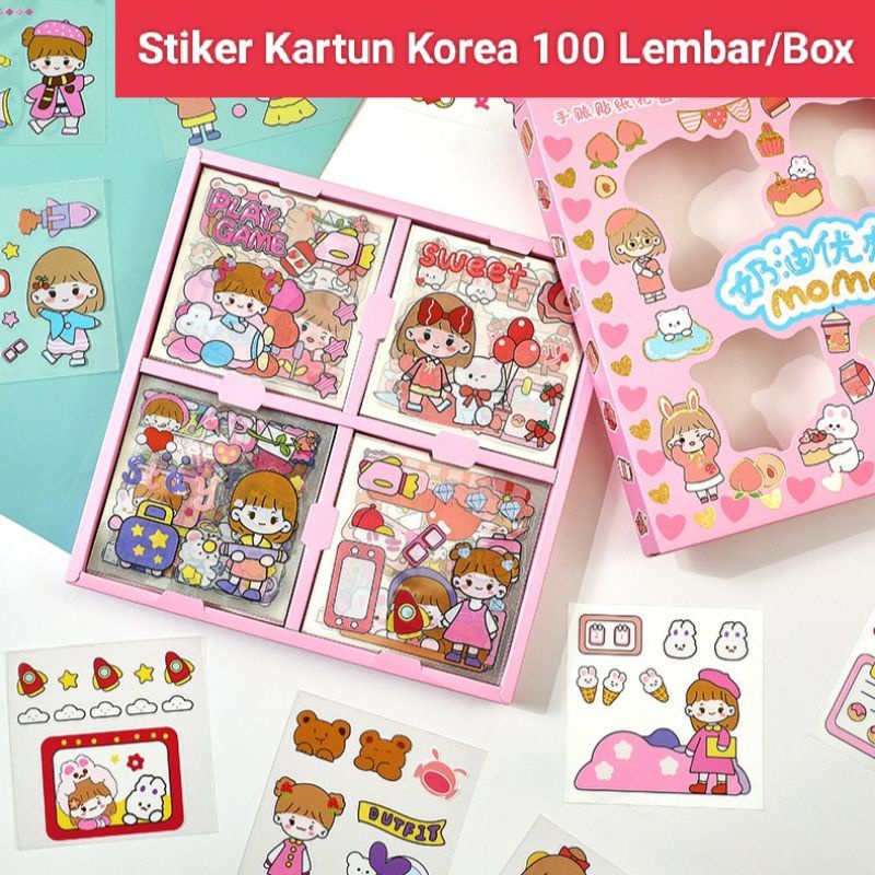 Momo Stiker Kartun lucu stiker Lucu kartun korea isi 100 Lembar