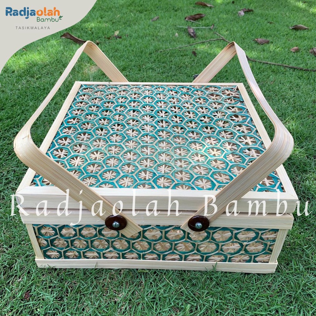 Kotak Bambu Motif Anyaman Laba | Kotak Parcel,Hampers / keranjang bambu / Besek Nasi / Besek hajatan