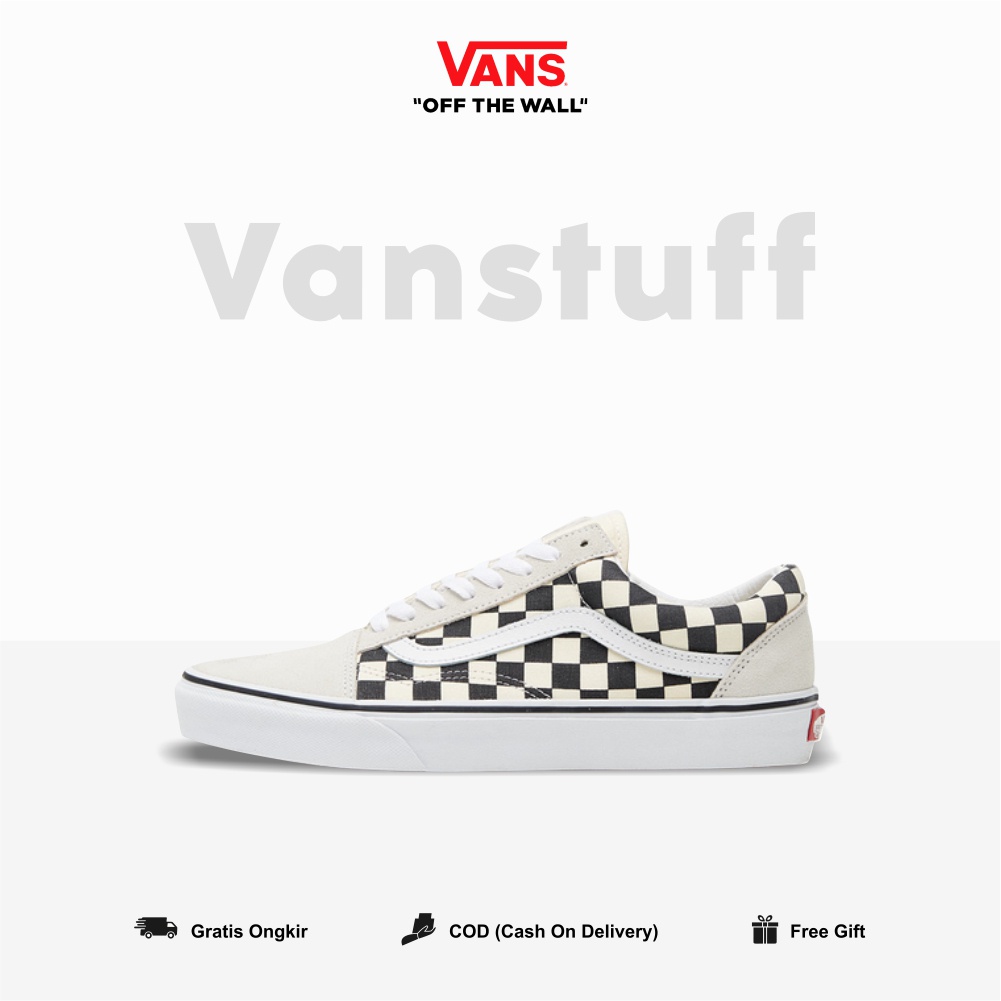 Old skool Primary Checkerboard White Black Cowo Original 100% BNIBWT Old Skhool Catur Ori Guarated