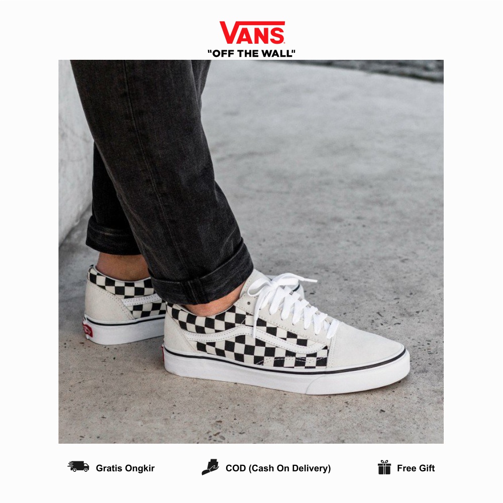 Old skool Primary Checkerboard White Black Cowo Original 100% BNIBWT Old Skhool Catur Ori Guarated