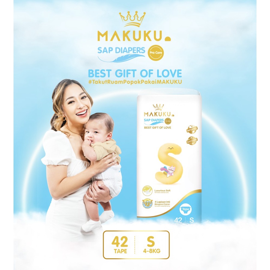 MAKUKU SAP Diapers Pro Care Tape S 42 - Popok bayi