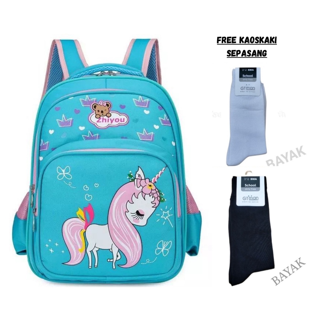 PREMIUM - tas ransel anak sekolah TK SD PREMIUM VIRAL terbaru 2023 karakter KUDAPONI terlaris free kaos kaki bisa COD