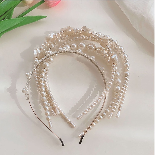 Bando Mutiara Aksesoris Rambut Temperamen Wanita Elegan