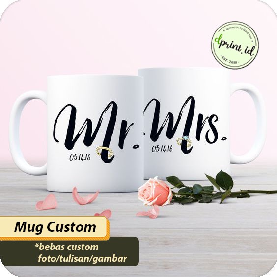 Mug Custom Foto / Tulisan Souvenir Gelas Gagang Print Custome Bebas