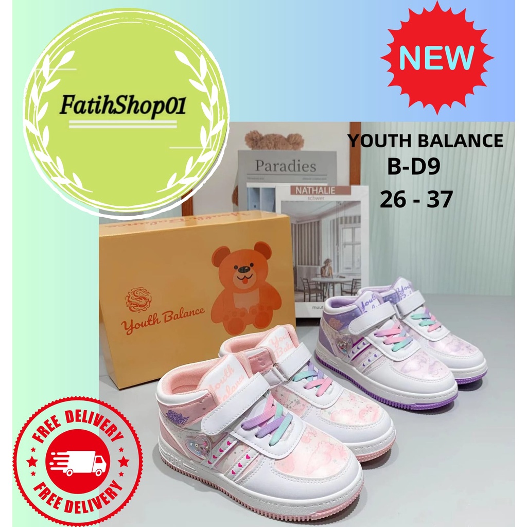 sepatu sneakers anak perempuan motif elsa terbaru B-D9 (26-37) sepatu anak import murah