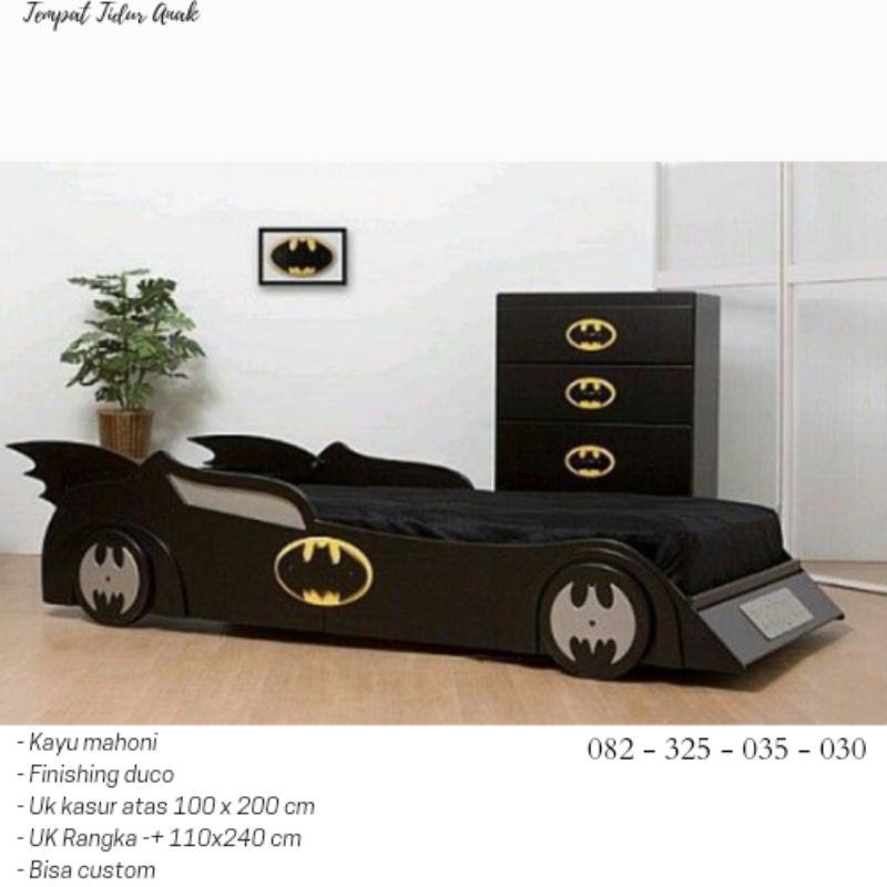 Tempat Tidur Anak Karakter Batman, Kasur Anak Laki Model Cars, Ranjang Anak Perempuan Bentuk Mobil