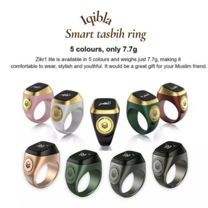 Iqibla Zikr Ring Aluminium Alloy Digital Tasbih Smart Koneksi Ke Hp