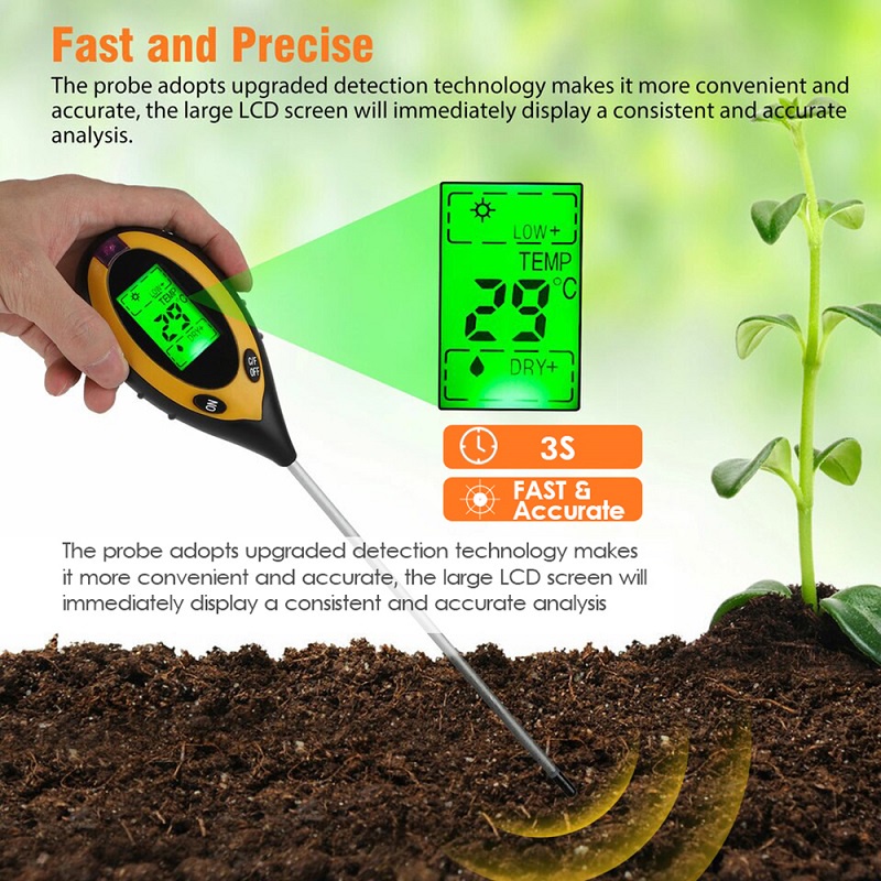 Mediatech Soil meter 4 in 1 Soil Moisture Tester (pH, Moisture, Light) - pH Meter Tanah