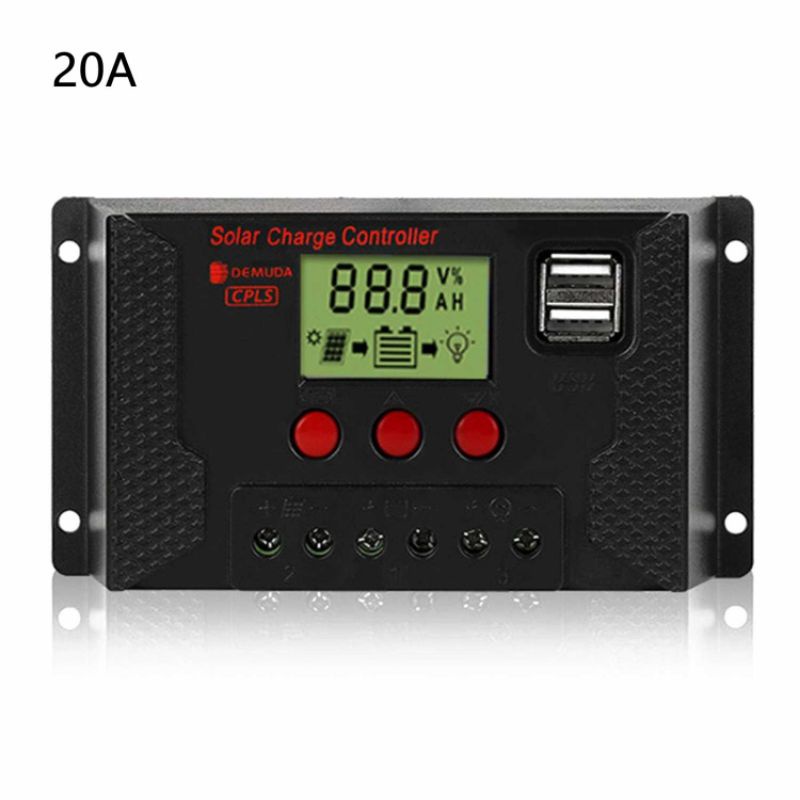 DEMUDA 20A Solar Charge Controller PWM Automatic Recognize 12V/24V - CPLS