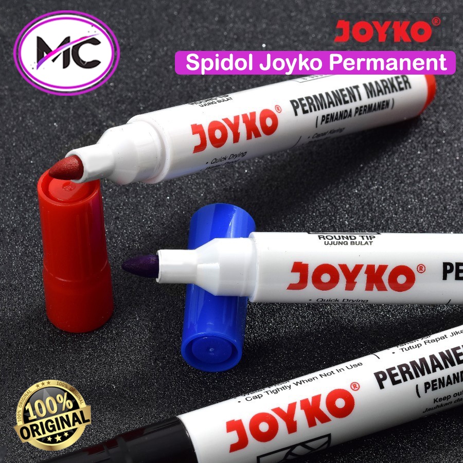 Spidol Permanent Joyko Spidol Round Tip Permanent Marker Quick Dry Tahan Air Anti Luntur Murah Original