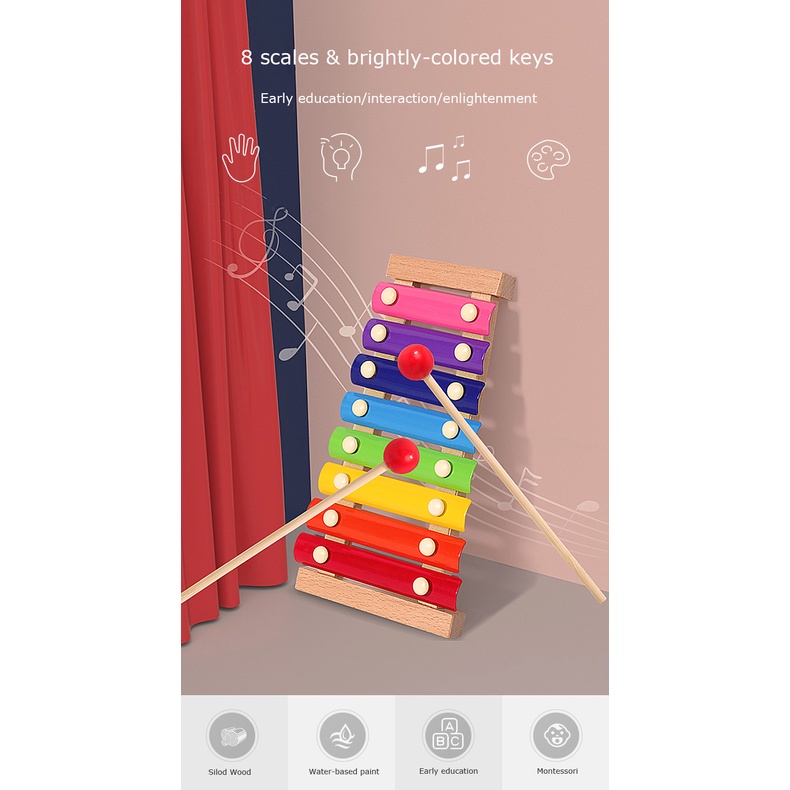 Xylophone Kolintang Mainan Xylophone 8 Nada Mainan Musik Bayi Mainan Musik Anak Mainan Montessori Anak