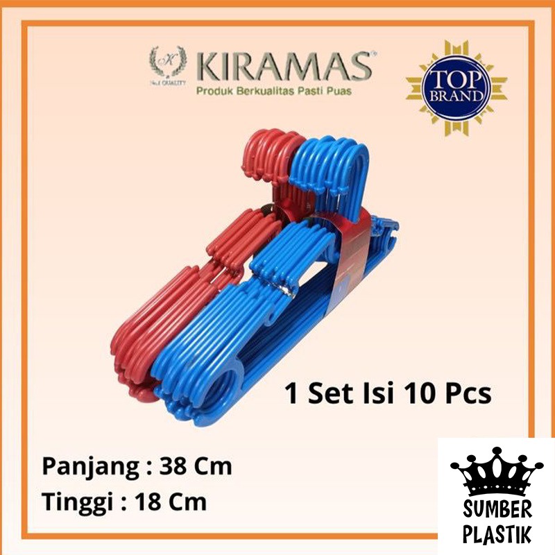 Gantungan Baju Plastik  (1 set isi10 Pcs) / KIRAMAS 0153-10 Hanger