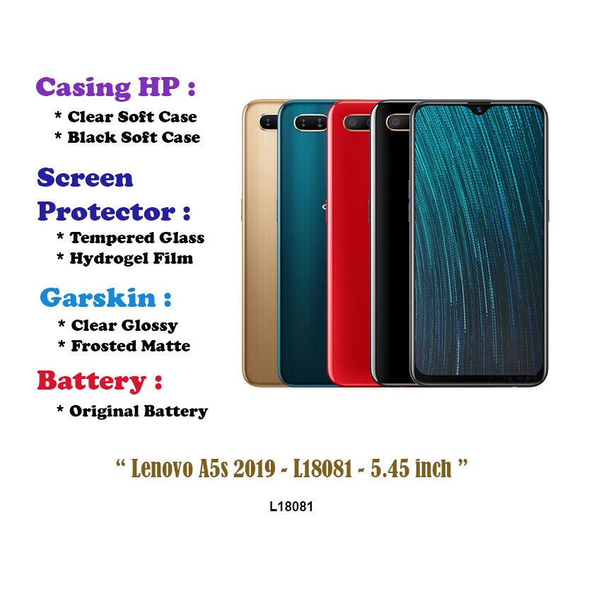 Lenovo A5s 2019 - L18081 - 5.45 inch - Case - Screen Protector - Battery - Dll