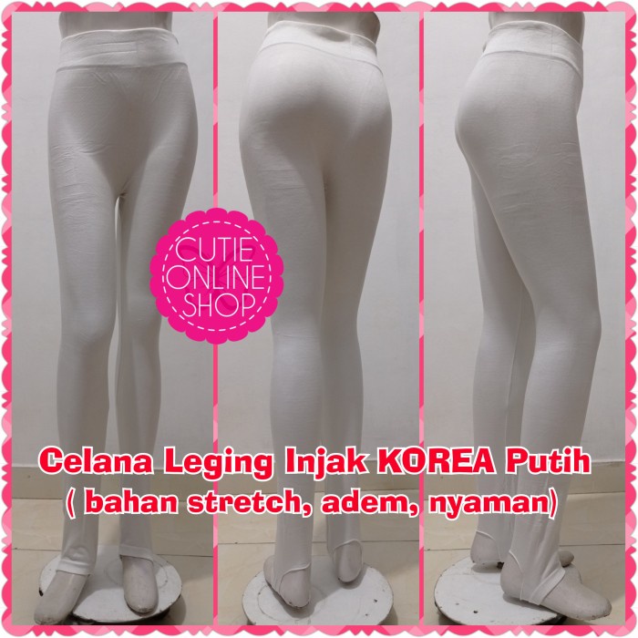 Celana Leging Injak Korea Putih Legging Panjang Import Tebal White