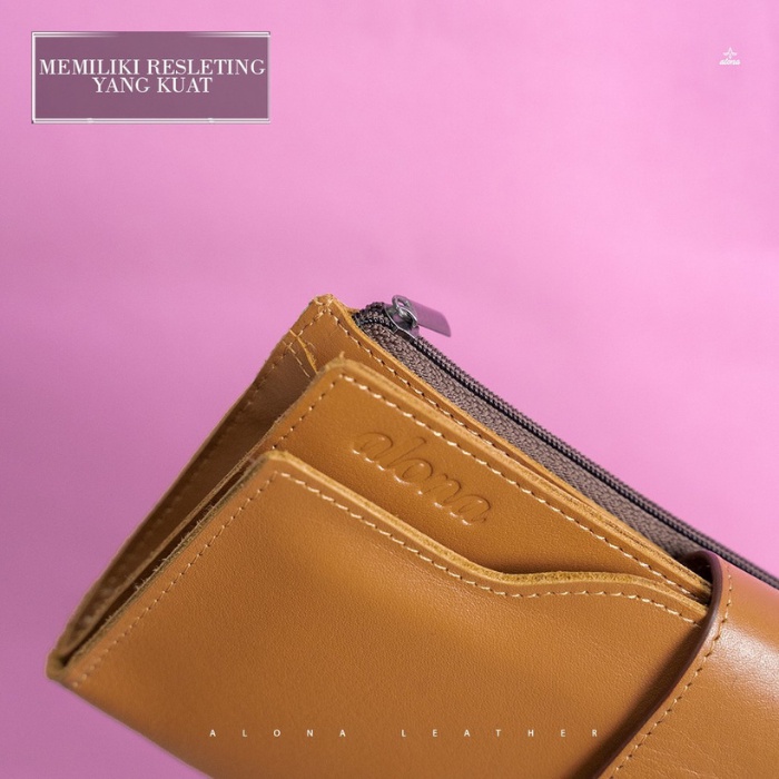 Dompet Panjang Kulit Wanita Branded Alona Lunary Leather Wallet Bahan 100% Kulit Sapi Asli Original Premium Cewek Terbaru