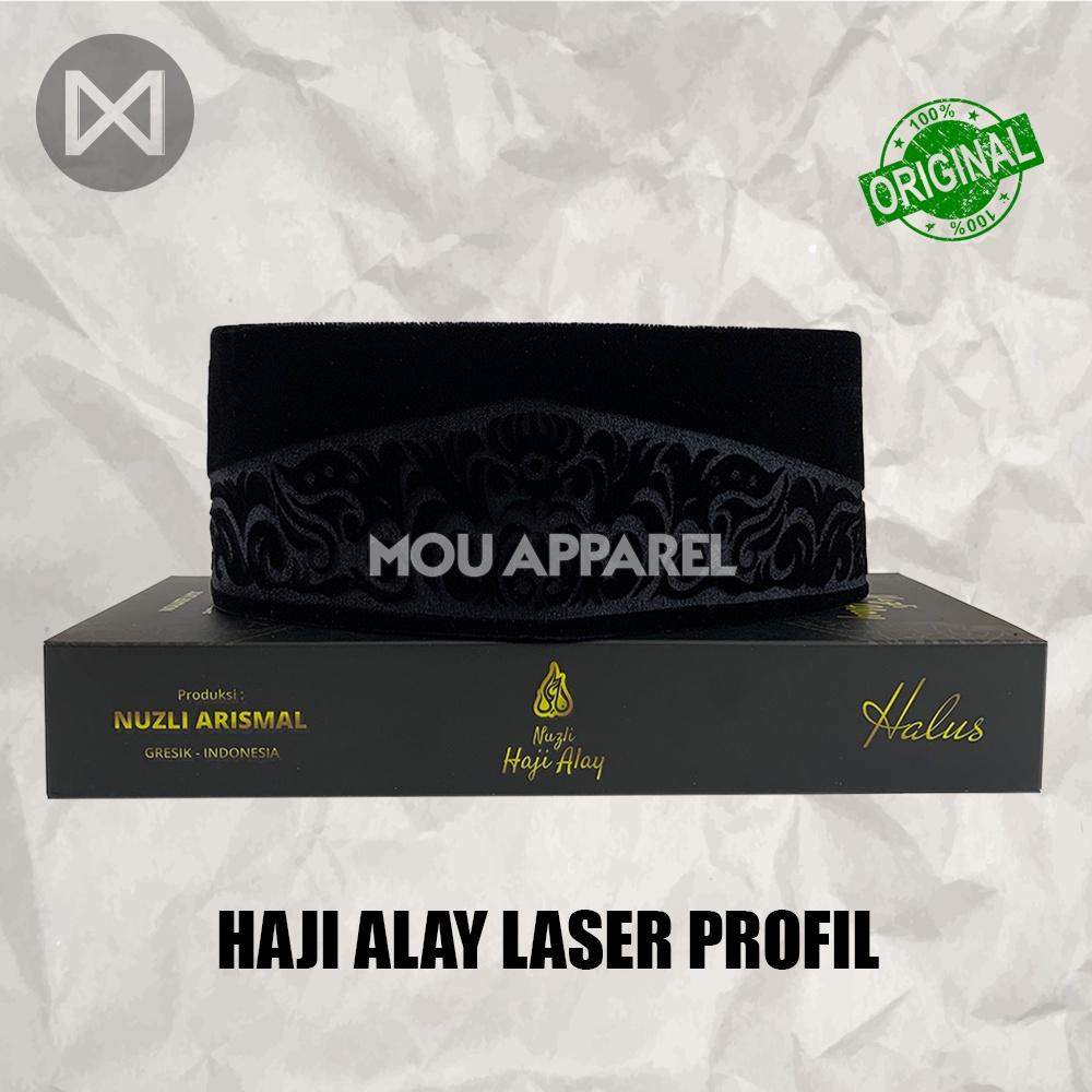 Songkok Premium HAJI ALAY LASER AC Tinggi 9 Peci Sholat Pria Dewasa Hitam Full Motif Batik NU Kopiah Shalat Anak Santri Laki Kopyah Solat Pesantren Nasional Beludru Ukuran Jumbo Kopeah Bordir Bulat Batok Bludru Putih Pendek Karakter 8 Nama Susun Original