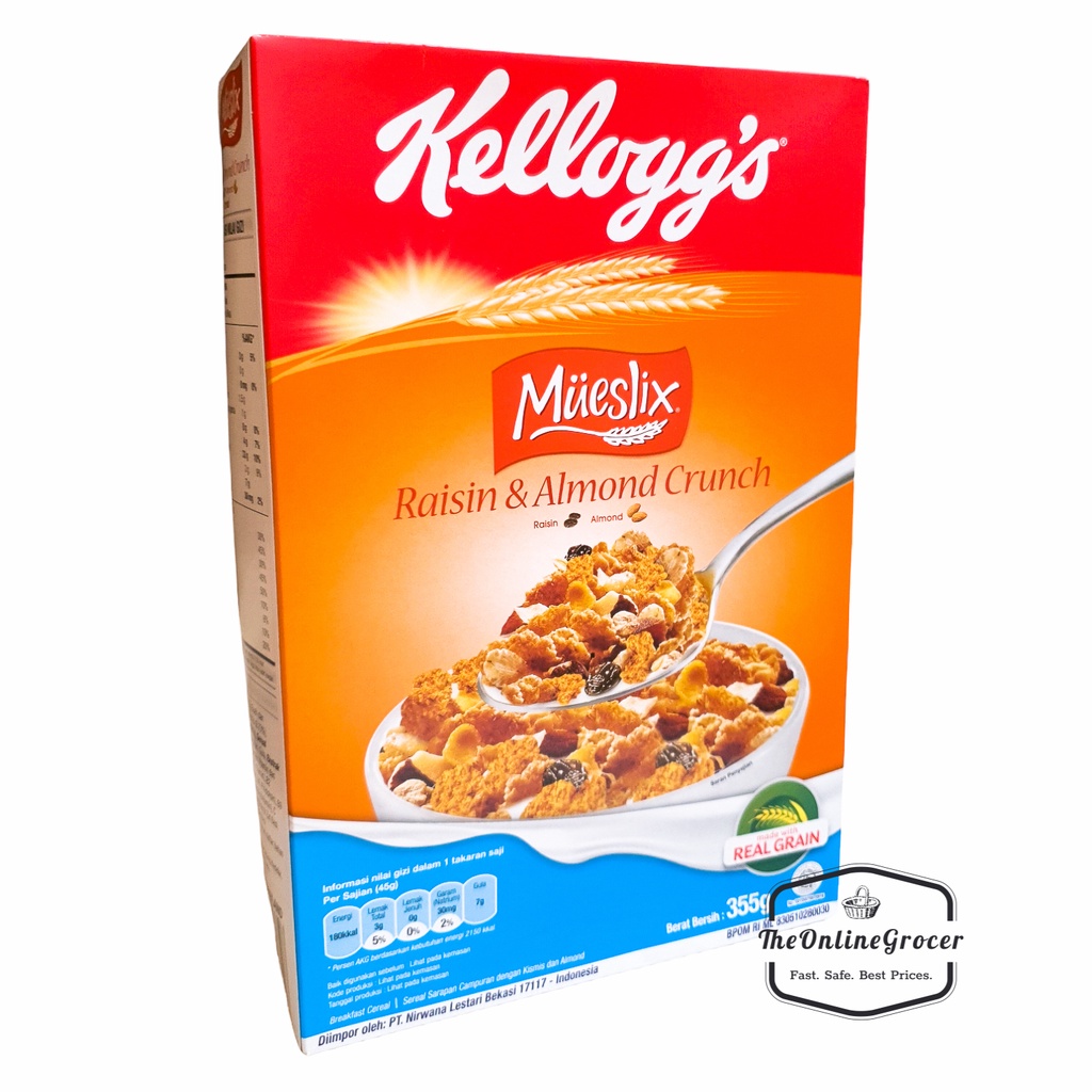 Kellogg’s Mueslix Raisin &amp; Almond Crunch Cereal 355gr – Sereal Kismis dan Almond