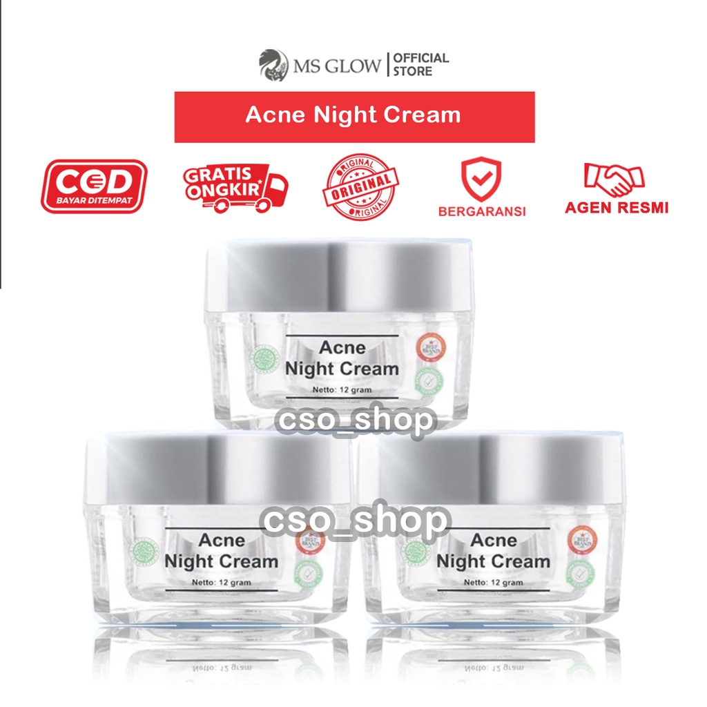 MS GLOW ACNE NIGHT CREAM - MS GLOW CREAM MALAM ACNE ORIGINAL - KRIM MALAM ACNE MSGLOW