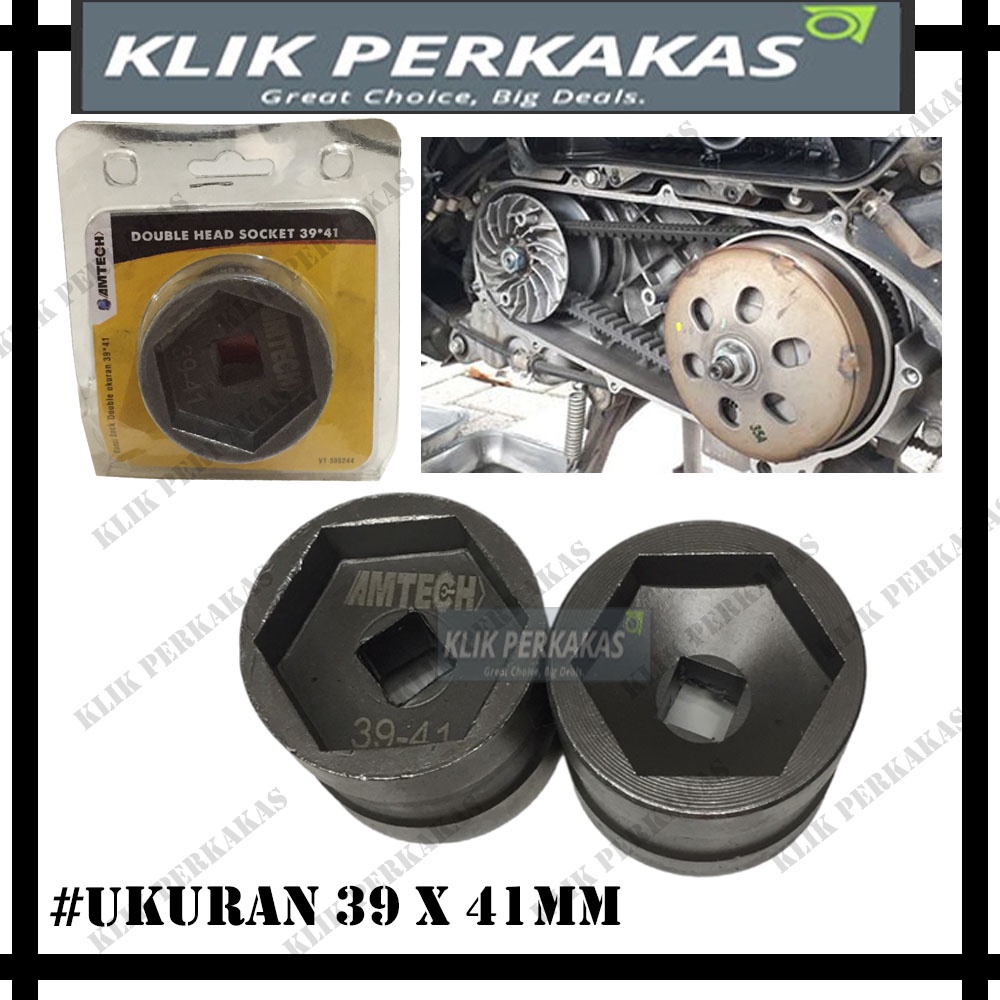 Mata Kunci Shock CVT 39x41 Double Socket Mur Kopling Kampas Ganda Yamaha Honda Suzuki