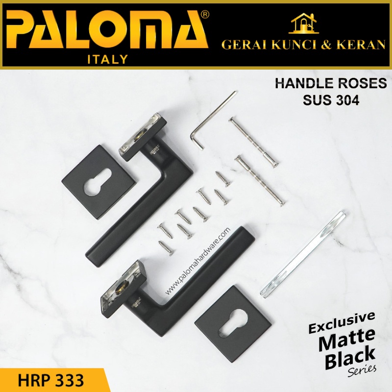 PALOMA HRP 333 HANDLE GAGANG PINTU RUBEN SQ KOTAK SUS 304 BLACK HITAM