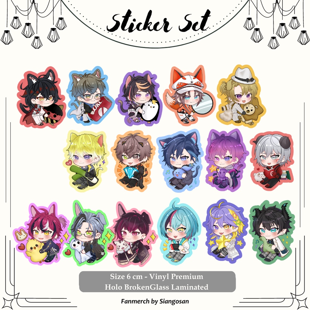 

Sticker Die Cut Holo Set LUXIEM NOCTYX ILUNA XSOLEIL Nijisanji EN Vtuber