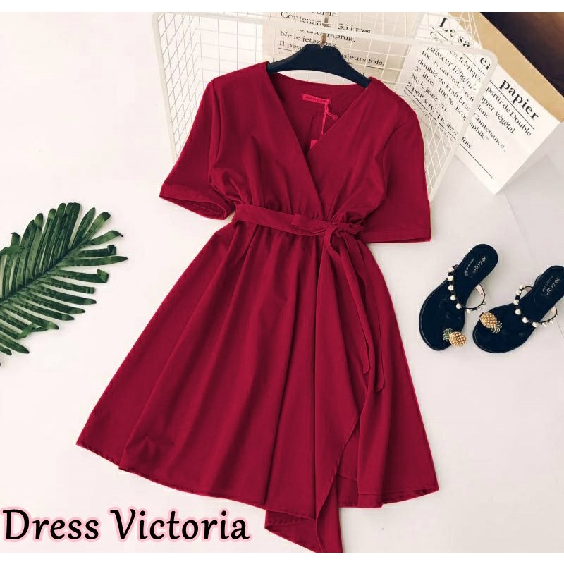 JONKA FASHION - Dress Viola Dress Cantik Model V Neck Lengan Pendek Dress Wanita Terbaru Fashion Wan