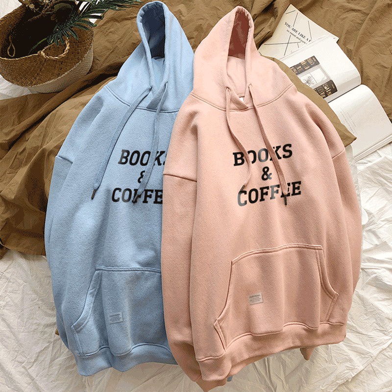 Parisdivarious Sweater Hoodie Jemper Books Coffee Bahan Fleece Size S - XXL (Pria &amp; Wanita)