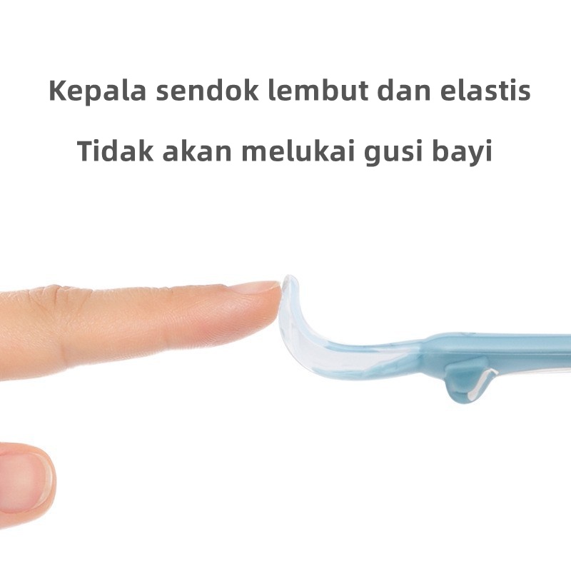 Sendok Makan Bayi 2 in 1 Silikon Baby Safety Spoon Lentur Mpasi Baby Food Spoon Bpa Free CJ11