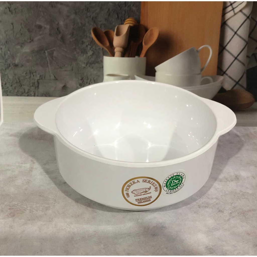 MANGKOK SUP PUTIH GOLDEN DRAGON W6506 - MELAMINE  HOREKA TAMPILAN MEWAH