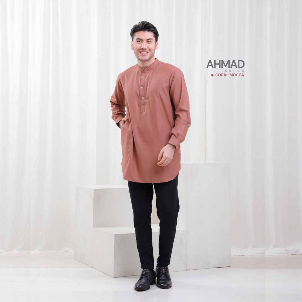 Riskirich Ahmad Kurta Baju Muslim Koko Dewasa Lengan Panjang Stylish