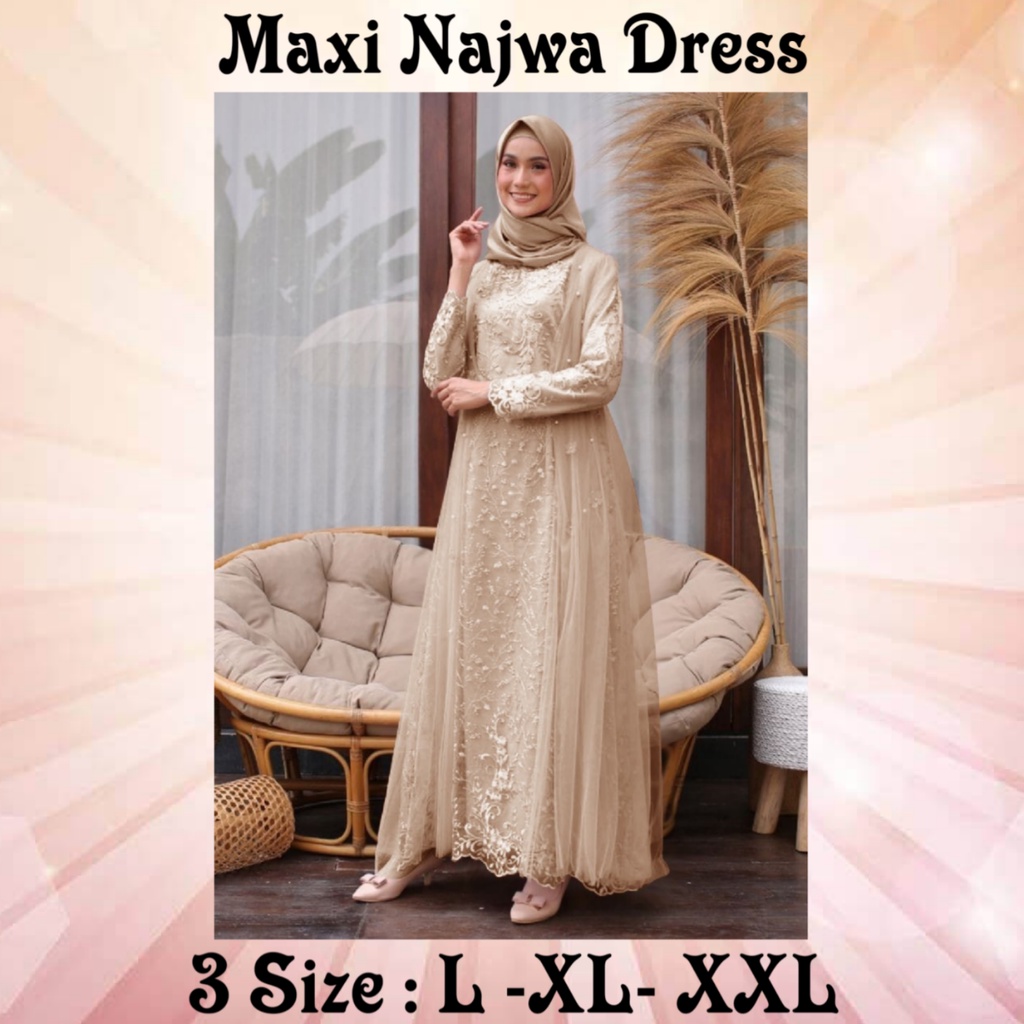 PAKAIAN MUSLIM WANITA BUSUI MODEL TERBARU KEKINIAN/MAXI NAJWA DRESS 3 SIZE L- XL-XXL/GAMIS TERBARU 2023 LEBARAN WANITA