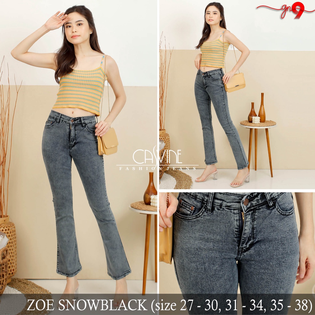 CASVINEJEANS | Celana Jeans Wanita Cewek Zoe Cutbray Boot Cut Snowblue Bigsize Jumbo Mom Jeans