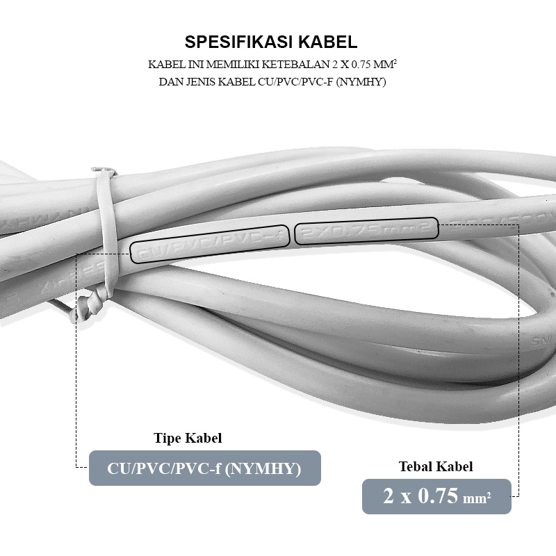 1.5M ASLI TEMBAGA KABEL POWER BENGKOK STEKER COLOKAN 2 KABEL SNI TERSEDIA 3 UKURAN 1,5M 3M DAN 5M PUTIH DAN HITAM