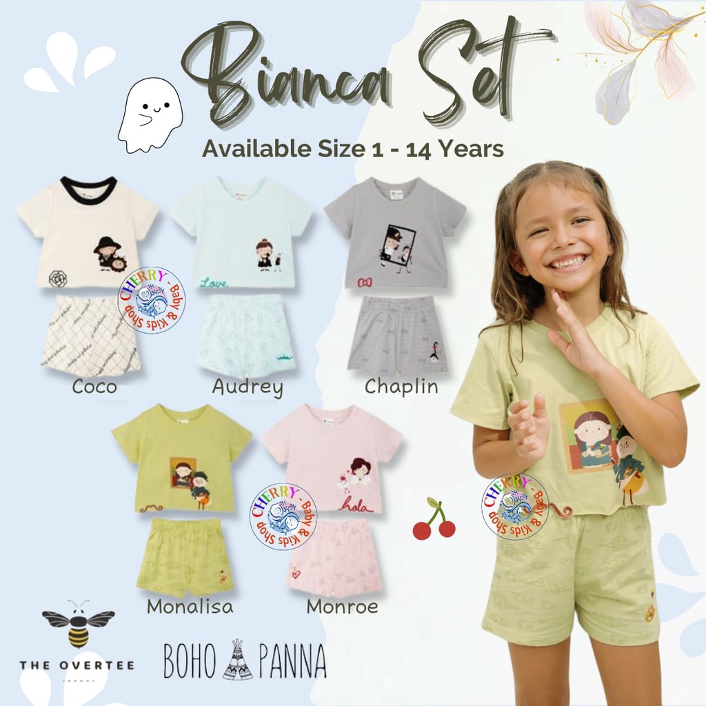 Bohopanna Bianca Set 1-14 Tahun The Overtee x Bohopanna Setelan Piyama Pendek Fashion Anak Perempuan CBKS