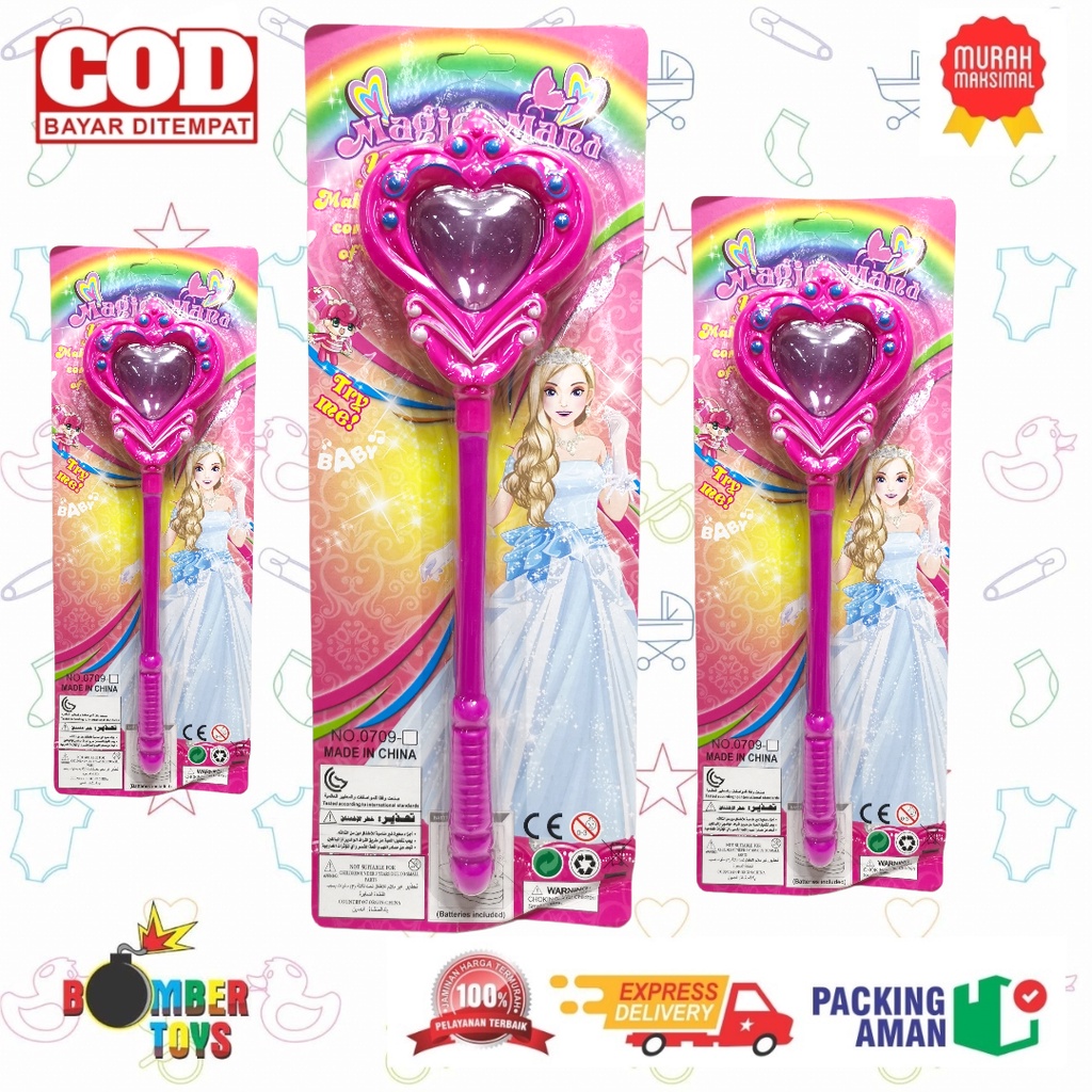 MAINAN ANAK TONGKAT MAHKOTA PERI MAGIC WAND KADO PEREMPUAN PRINCES LAMPU SUARA