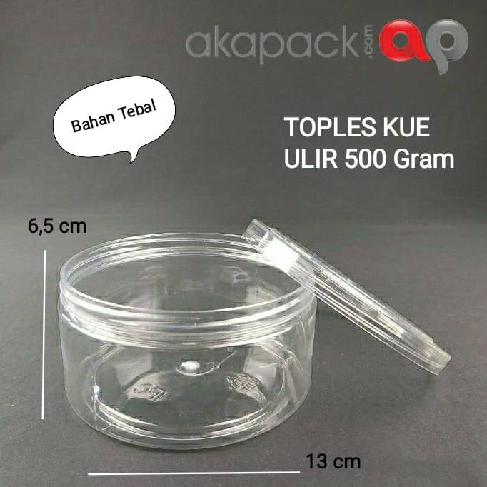 Toples Plastik 500 Gram Bahan Tebal / Toples Kue Tutup Ulir / Toples Yesssmart